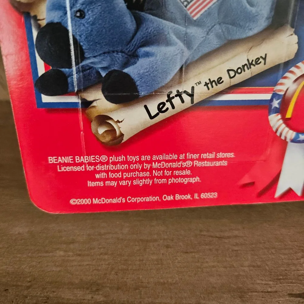 Vintage 2000 Mcdonalds TY Beanie Baby Political Mini Plush Lefty Righty Libearty